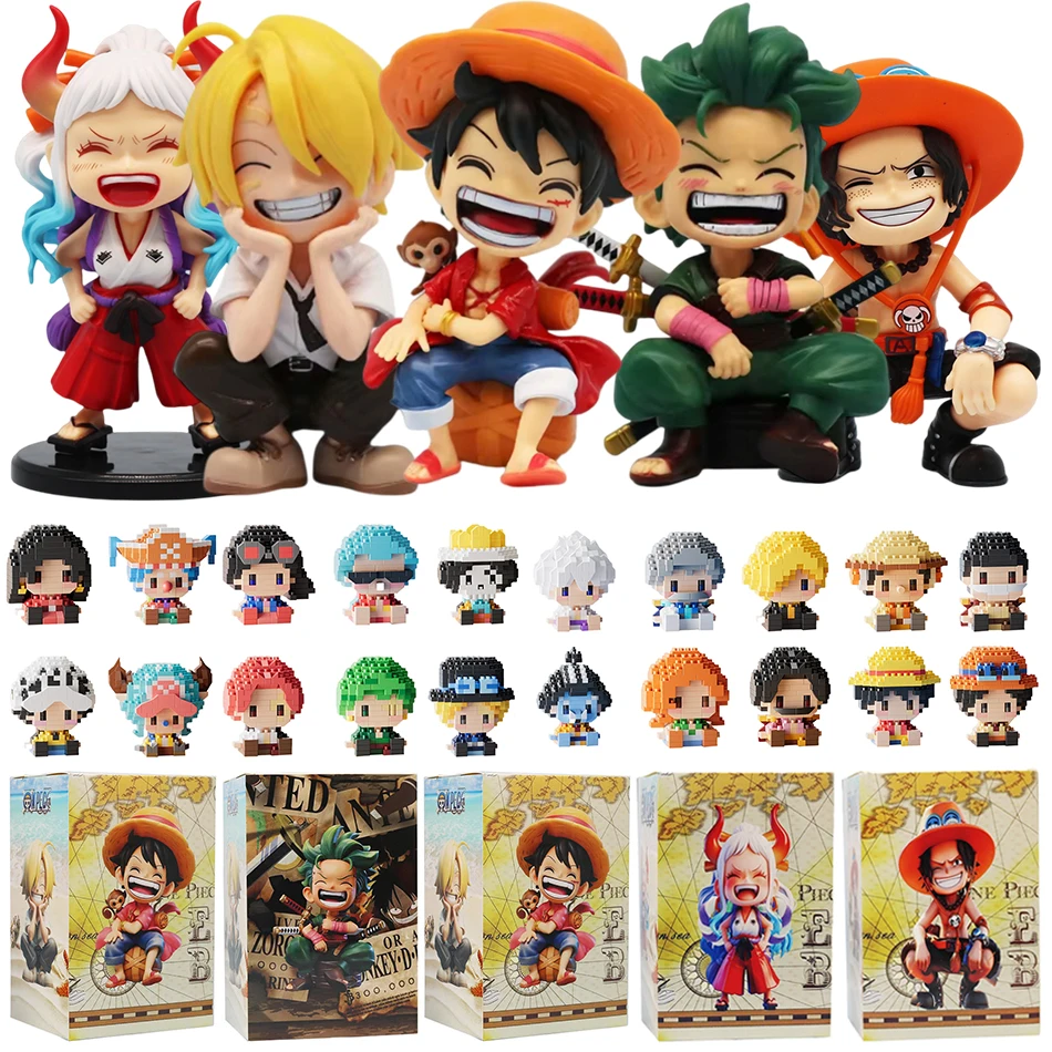 Figuras de anime ensambladas de One Piece: Luffy, Nami, Usopp, Robin, Franky, Jinbe, Sanji. Modelo 3D ensamblable. Mini figura de juguete para regalo.