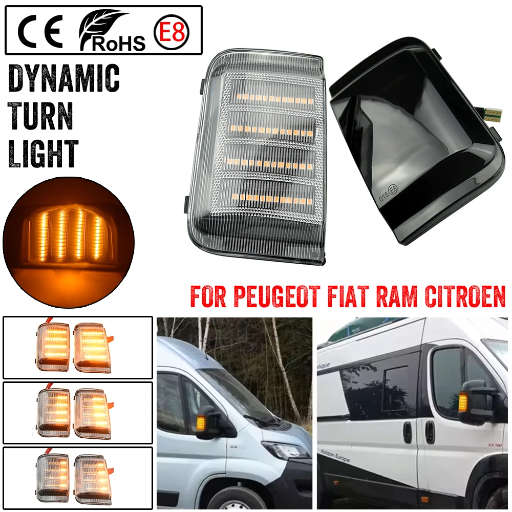 

2pcs Dynamic Mirror For Peugeot Boxer Fiat Ducato Citroen Jumper RELAY RAM PROMASTER Light LED Blinker Turn Signal