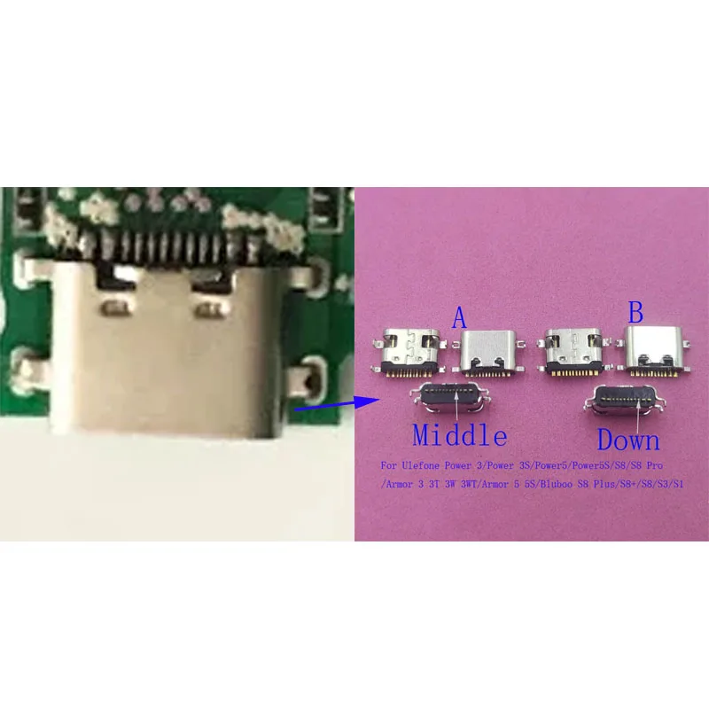 2-100 шт. USB-разъемы Type-C для зарядки и передачи данных для Ulefone Armor 3T 3W 3WT Power 3 3S 5 5S Bluboo S8 Plus S3 S1