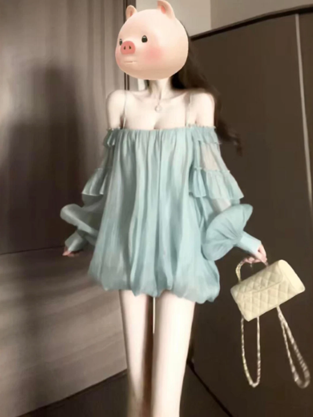 

Нежное летнее модное хлопковое платье миди с одним открытым плечом, пышной юбкой-бутоном и коротким рукавом, маленький размер