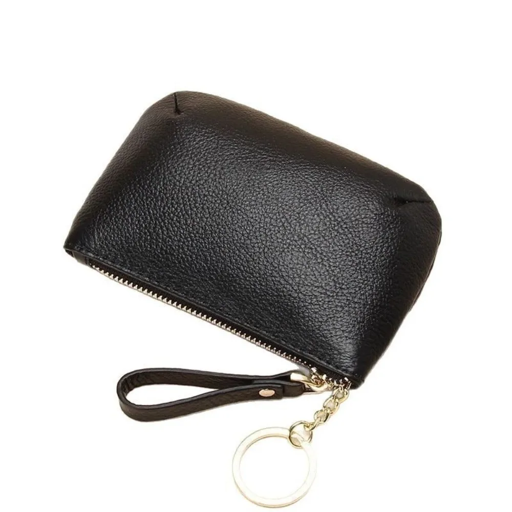 Fashion Soft Leather Mini Coin Purse Waterproof Slim Short Wallet With Keychain Solid Color Ultra Thin Wallet Women
