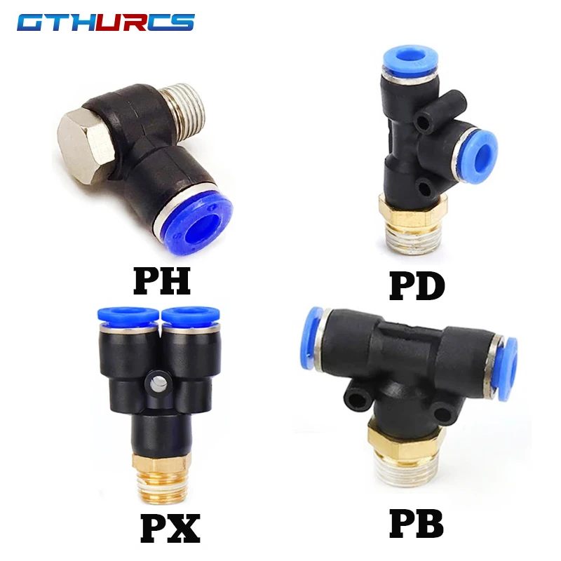 1pcs PX/PB/PD/PH Type Pneumatic Connector 4-m5 4-m6 4mm 6mm 8mm 10mm 12mm Fitting Male Thread 1/8 1/4 3/8 1/2 Air Fitting