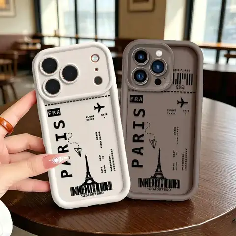 Étui de voyage motif ticket de Paris pour Apple iPhone 17 Pro Max 12 16 13 Mini XS 16e 15 Air XR 11 14 Plus