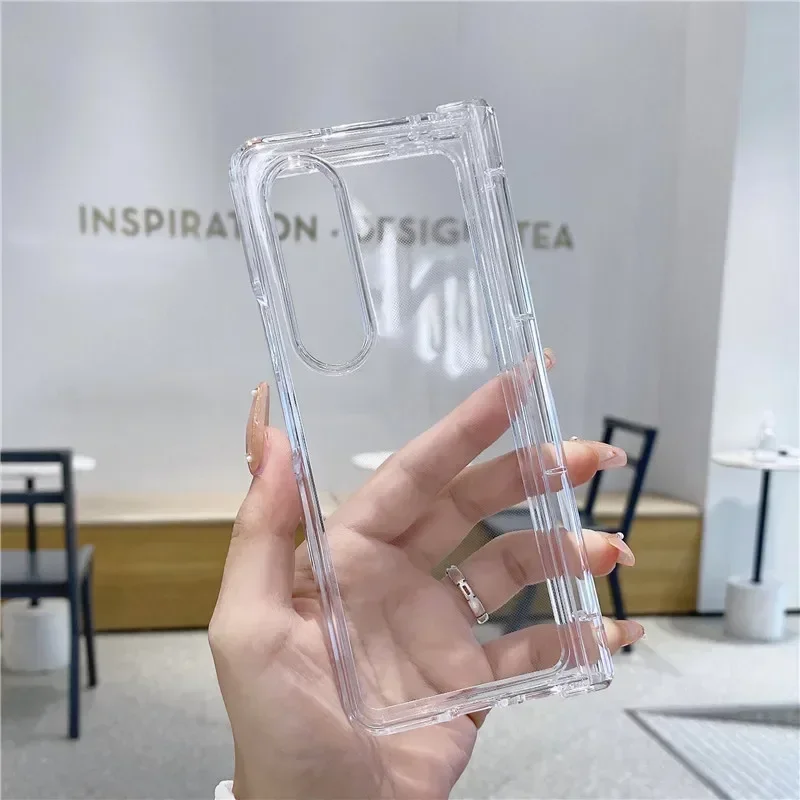 

Clear Phone Case For Samsung Galaxy Z Fold 6 5 4 3 5G Hinge Plastic Cover B03