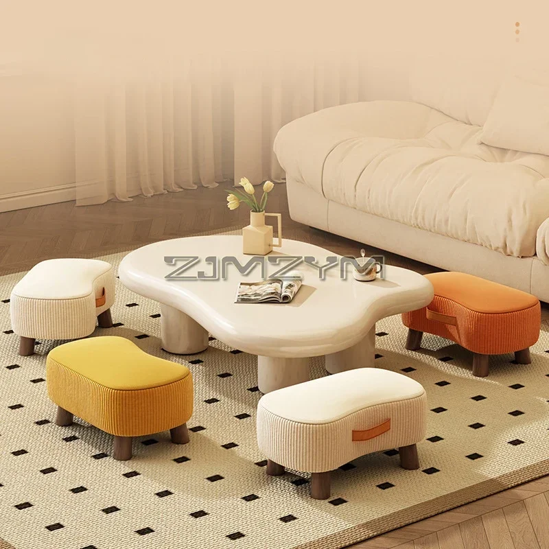 Small Rectangle Foot Stool, Velvet Fabric Footrest Ottoman Stool with Non-Skid Wood Legs, Modern Footstools Step for Couch image 2