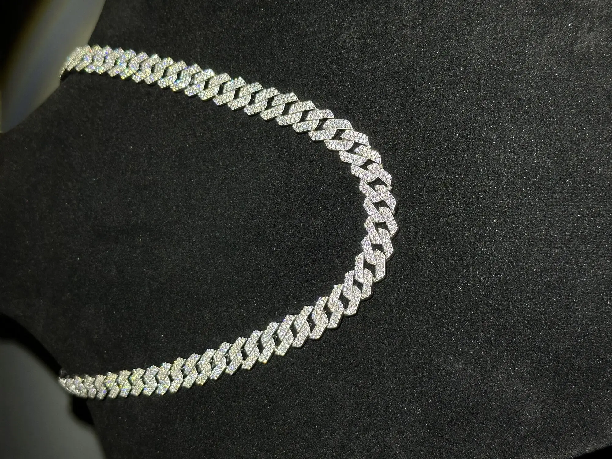 Custom Size Cuban Chain 10k 14k Real Solid Gold VVS Moissanite Diamond 925 silver Necklace