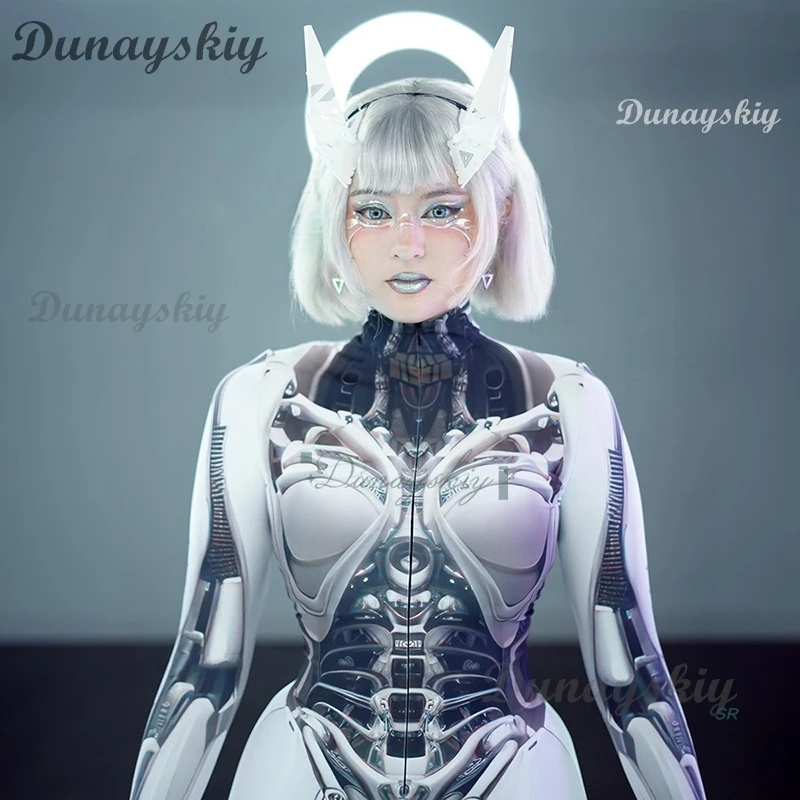 Donne Cyberpunk Robot Cosplay Body Nucleo meccanico Abiti visivi 3D Puntelli di carnevale di Halloween