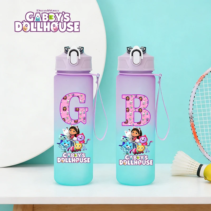 

750ML Gabby Dollhouses Kids Water Cup Kawaii Water Bottle Large Capacity Drinking Bottles Girl Portable Outdoor Sport Cups Gift