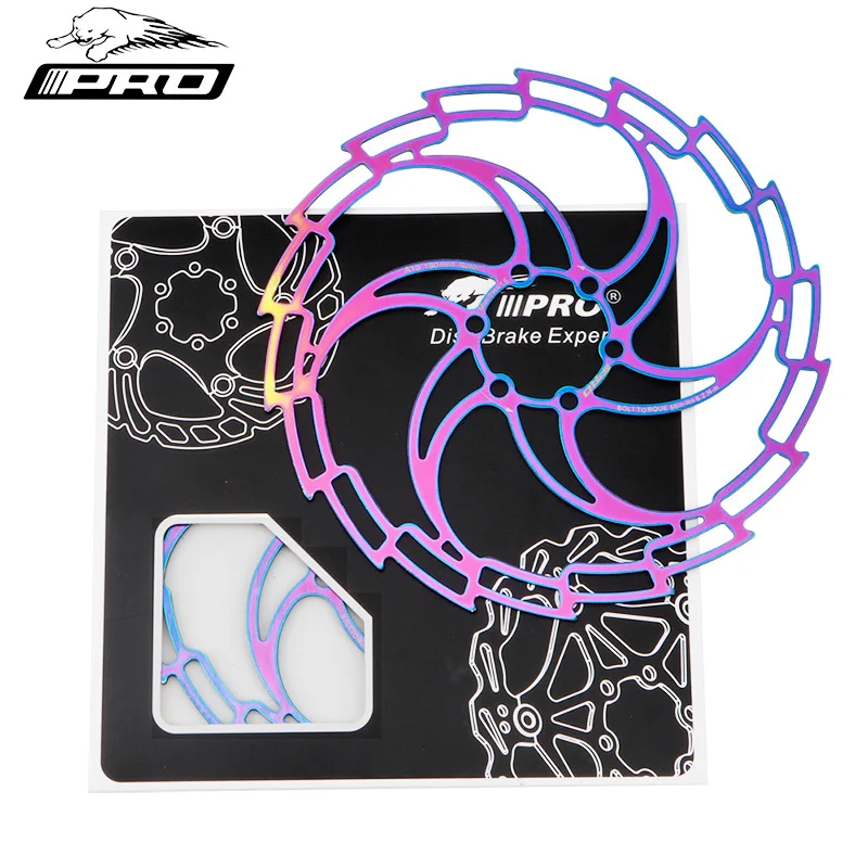 IIIPRO MTB Bicycle Oil Slick Stainless Steel Disc Brake Colorful 160/180/203mm Mountain Bike Hydraulic Brake 6 Bolts Discs Rotor