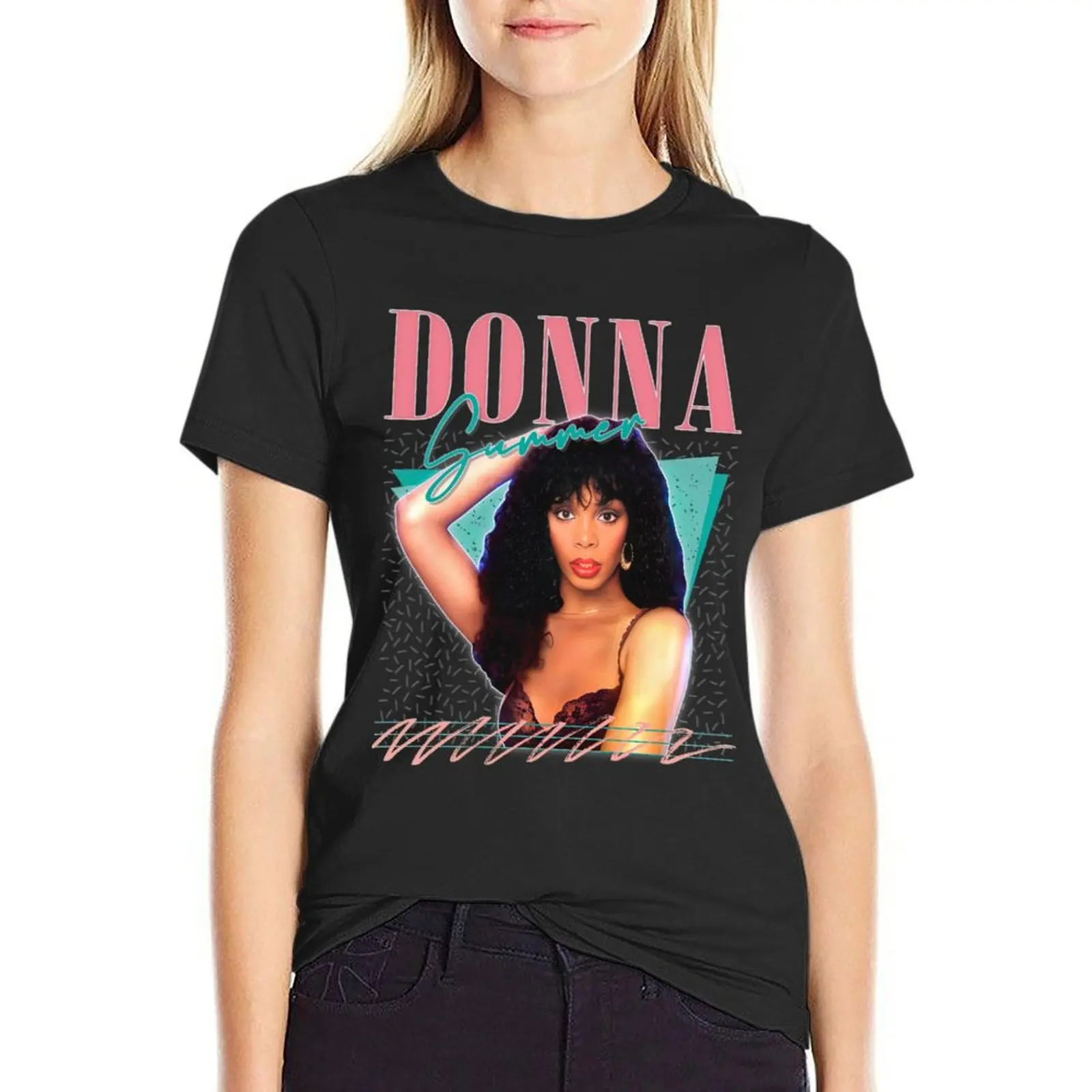 

Donna Summer Retro Style Fan Art Design T-Shirt plain vintage summer tops funny t shirts for Women