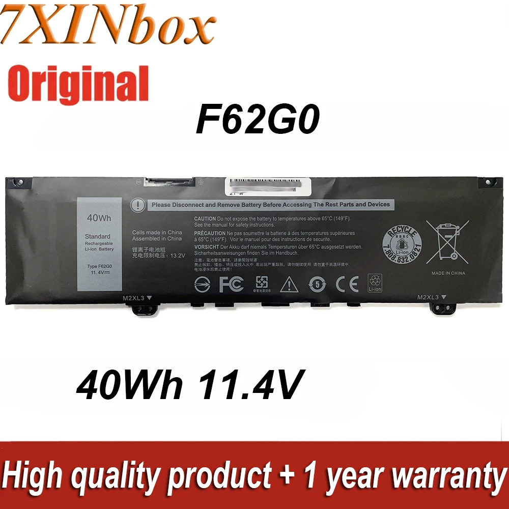 

7XINbox 11.4V 40Wh F62G0 RPJC3 39DY5 Laptop Battery For Dell Vostro 5370 Inspiron 13 5370 7370 7373 7380 7386 13MF Series