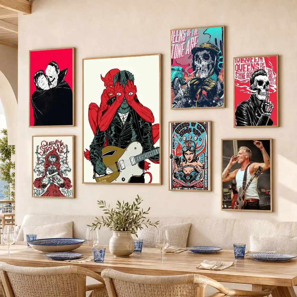 P-Perfecth Q-Queens of the Stone A-Age Poster Self-adhesive Art Waterproof Paper Sticker Coffee House Bar Room Wall Decor