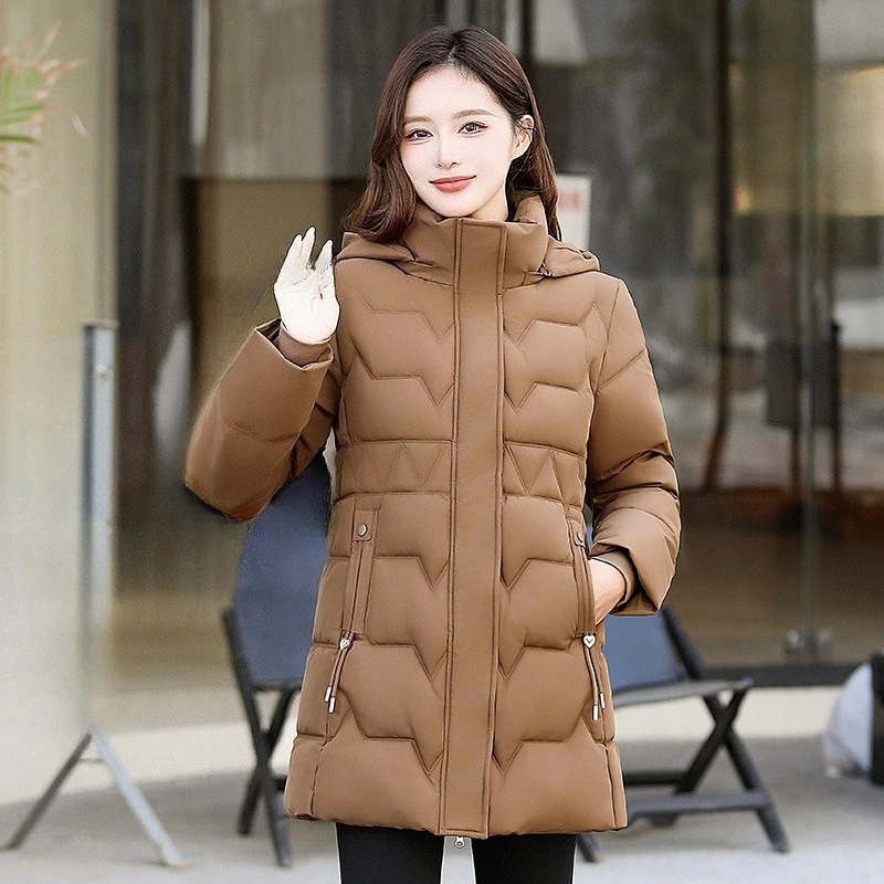 Women's Medium and Long Winter News Slim and Thin Thickened Korean Version Hooded Jacket Comfortable and Beautiful Fashion