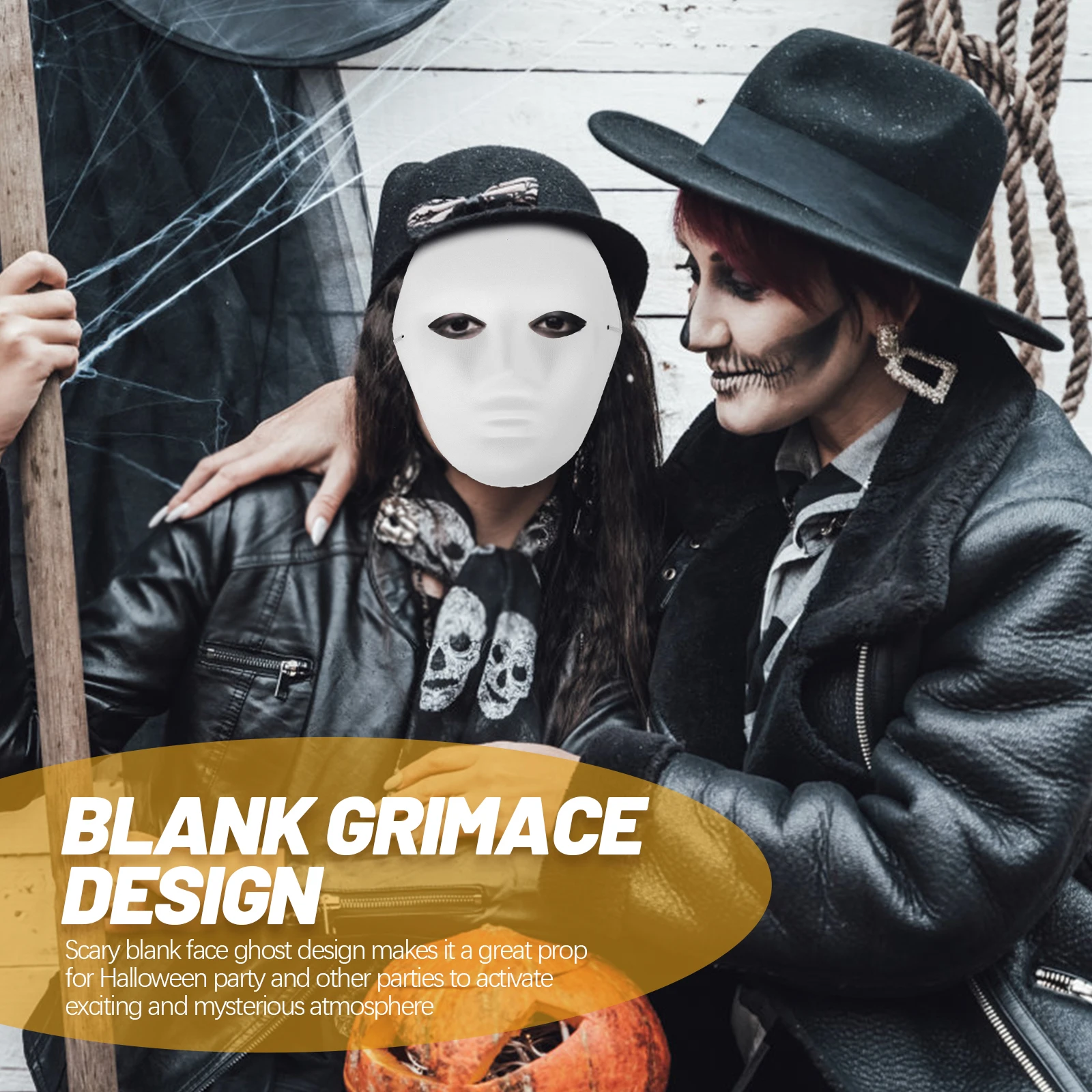 

24pcs Hand Painted Mask Halloween Costume Full Face Blank White Male Adult Paper Pulp Ghost Party Masquerade for Men
