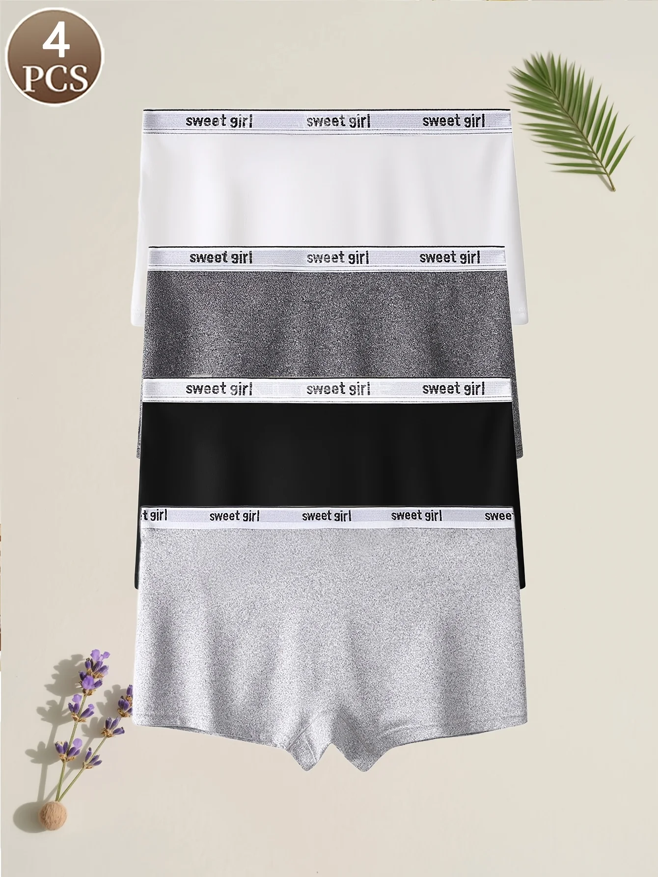 4pcs simple letter comfortable and breathable women's briefs, mid-waist casual sports women's panties