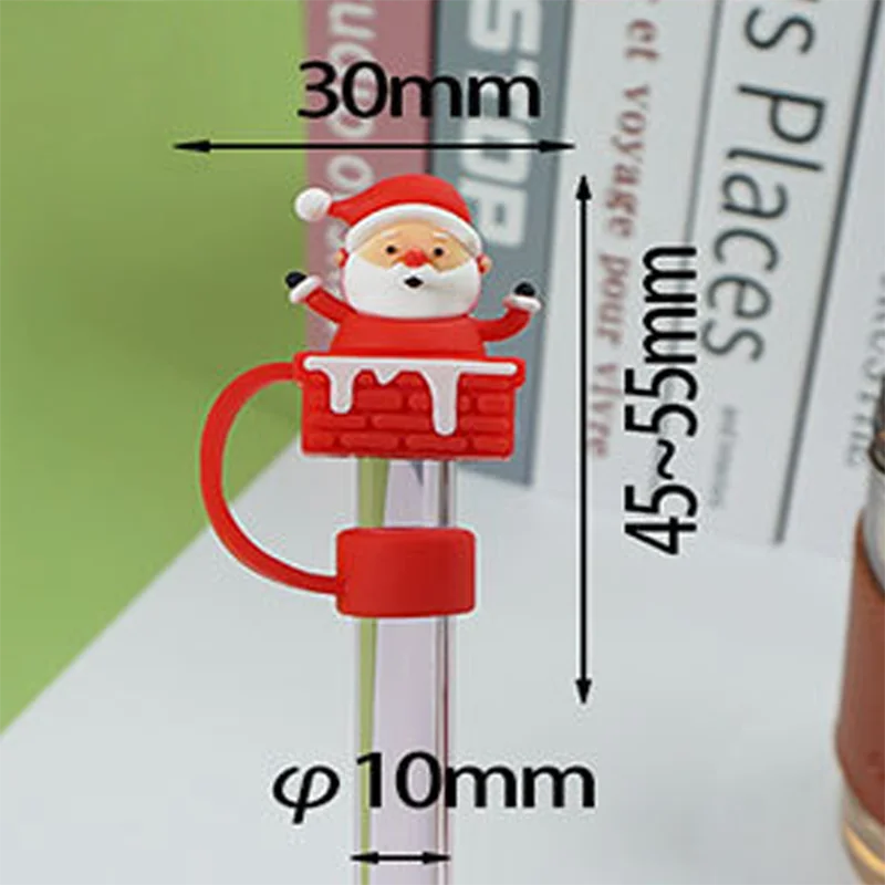 200PCS Christmas Collection Cup Straw Dust Cap Glass Straw Dust Stopper 10mm Straw Cover Cover Stanley Universal Water Bottle