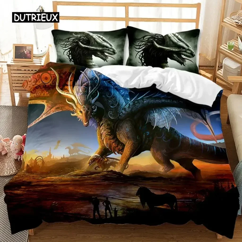 

Jurassic Dinosaur Duvet Cover Tyrannosaurus Rex Ferocious Creatures Predators Bedding Set Full Queen King Polyester Quilt Cover