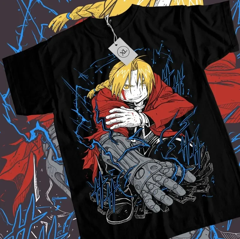 Edward Elric T-Shirt Fullmetal Alchemist Brotherhood Fma Alphonse Black Shirt Shirts for Women  Women Clothing Harajuku  Y2k Top