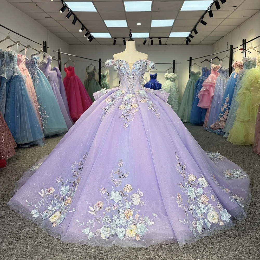 

Customized Scoop Neck Quinceanera Dress 2025 Off Shoulder Appliqued Flower Party Ball Gown vestido de 15 quinceañera Ruffles