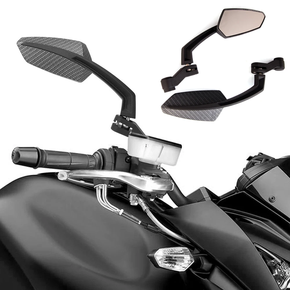 2Pcs  8/10mm Motorcycle Rearview Mirror Scooter Motocross Rearview Mirrors Electrombile Back Side Convex Mirror Carbon Fiber