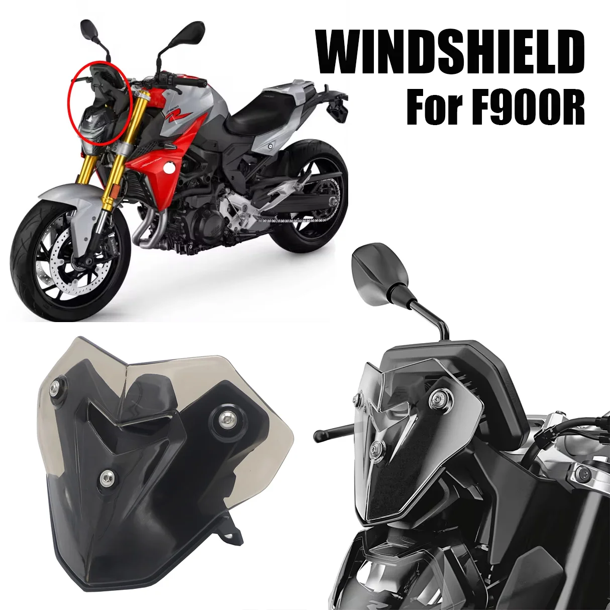 

High quality ABS plasticSports WindScreen Windshield Wind Deflector Viser VIsor Without stand For BMW F900R F 900R F900 R