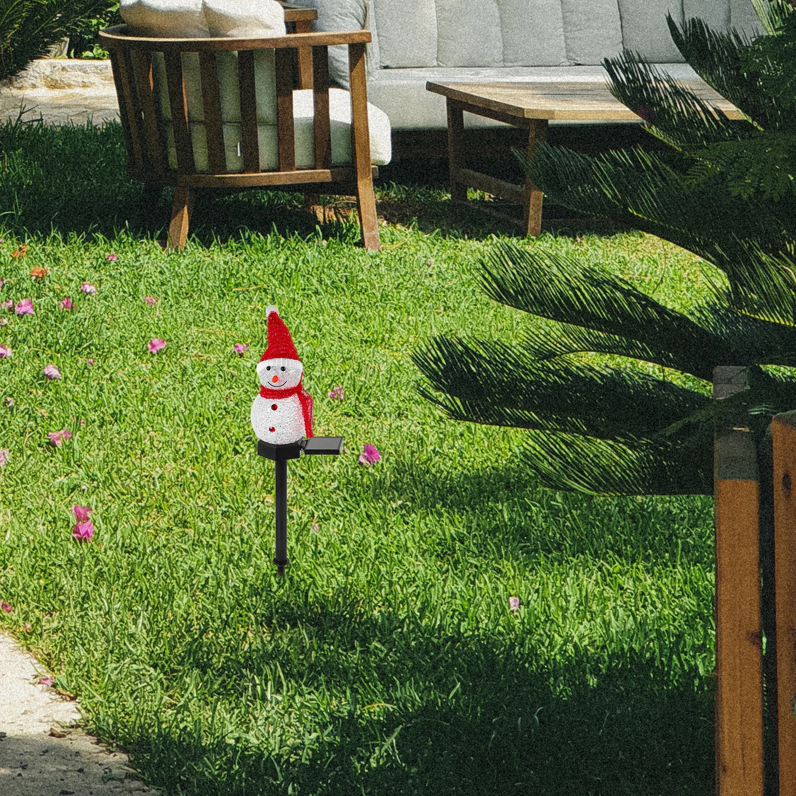 

1pc Led Solar Powered Christmas Snowman Decorative Yard Outdoor Lamp High Brightness Cold Source Environmental Protection Garden