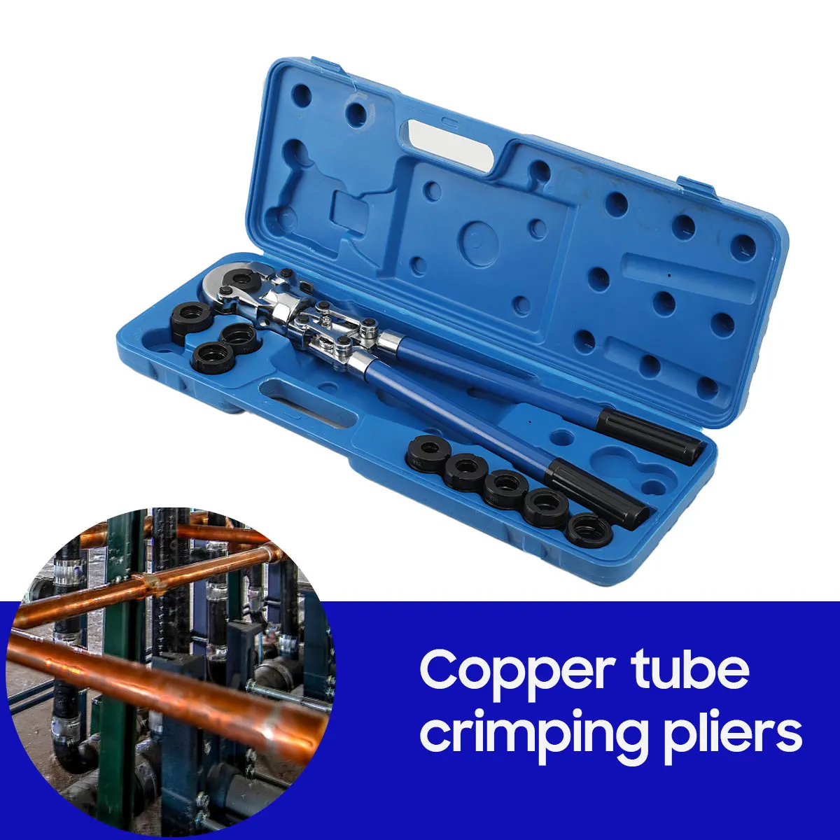Pinza Crimpatrice per Tubi in Rame V12-28mm TH16-32mm, Kit Utensili Idraulici per Pressatura Tubi in Rame e Tubi Compositi Zincati