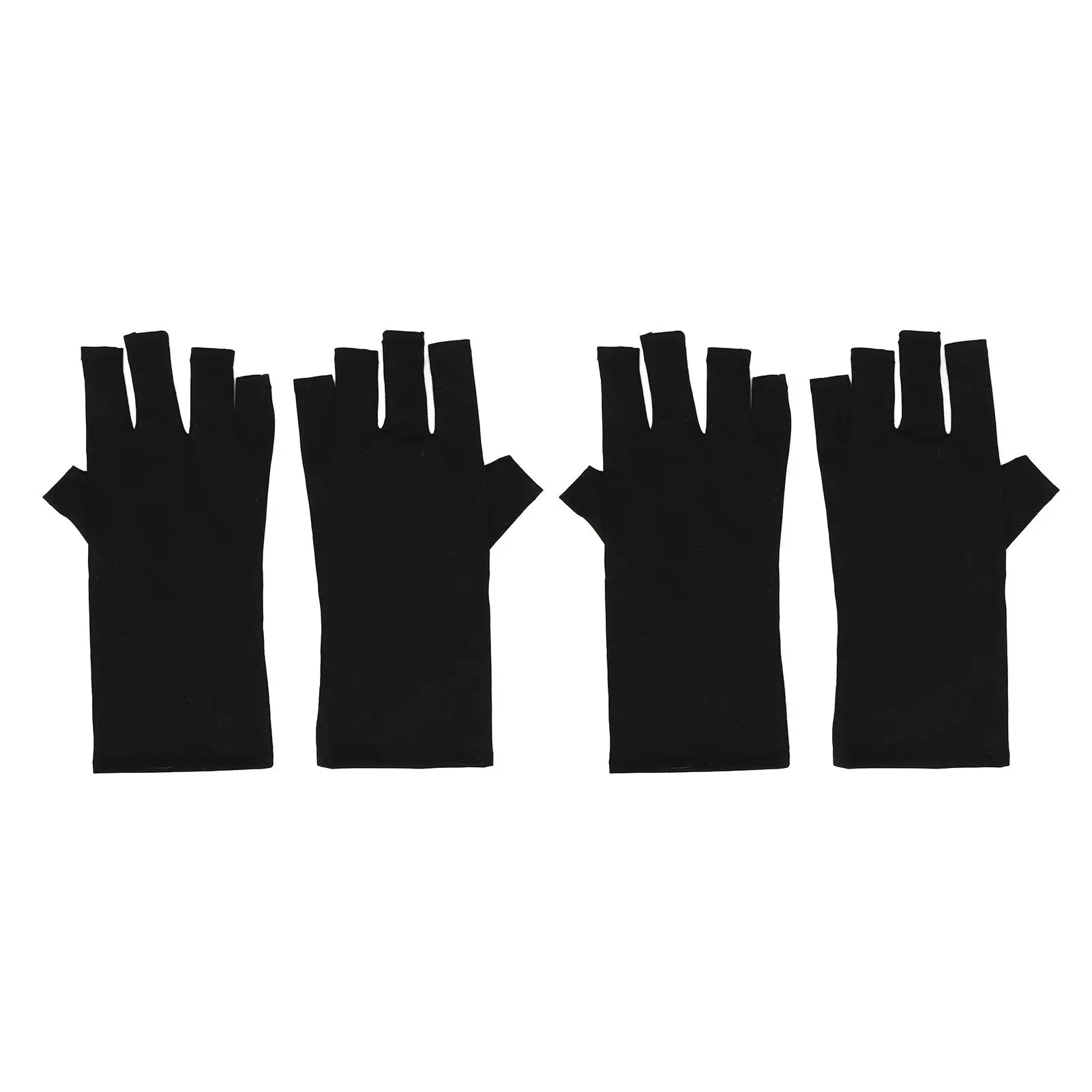 

2 Pairs Fingerless UV Blocking Gloves with Excellent Elasticity for Nail Gel Dryer Black