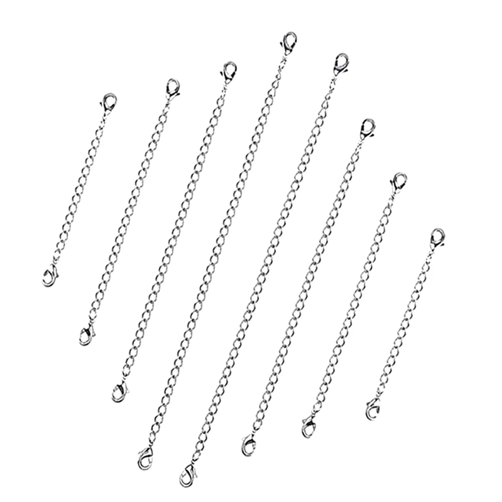

8 шт., удлинитель для ожерелья из нержавеющей стали, цепи 15 см, 10 см, 7 см, 5 см, застежка-лобстер, сделай сам, изготовление ювелирных изделий, аксессуары для удлинителя браслета