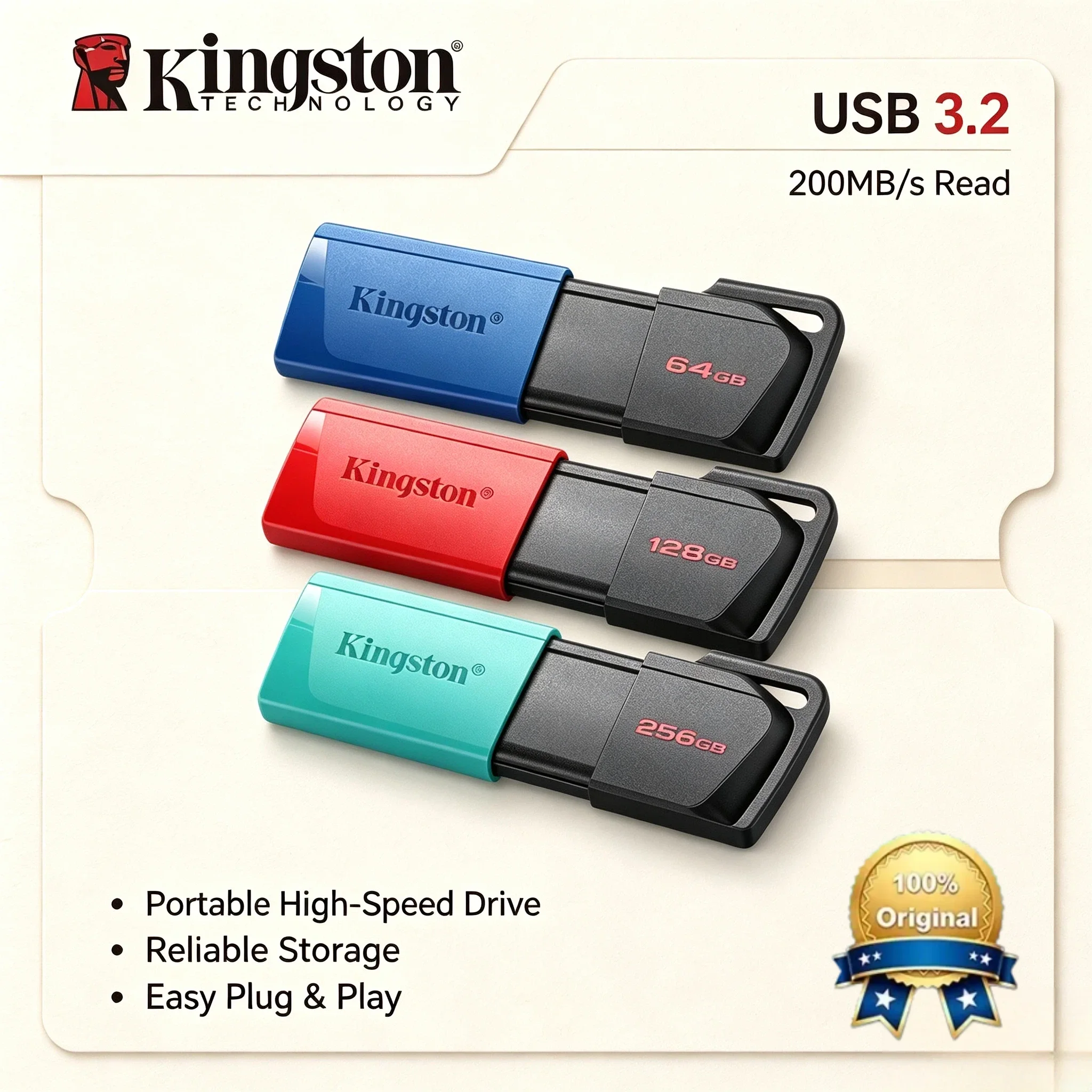 Kingston DTX USB 3.2 Gen 1 64GB 128GB 256GB Original Pen Drive U Disk High Speed Memory Stick for Laptop Desktop PC