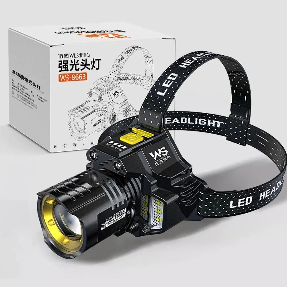 Cob Motion Sensor Headlamp Powerful Hands-Free Mining Lamp Motion Sensor Usb Rechargeable High Power Head Lamp Fishing Headlight