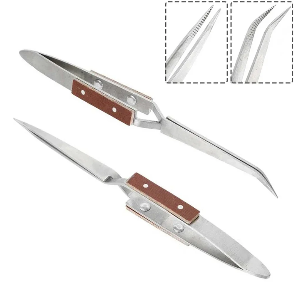 Craft Tweezer Tweezer Straight/Curved Craft Repair Hand Tool Head Tweezer Jewelry Soldering Stainless Steel High Quality