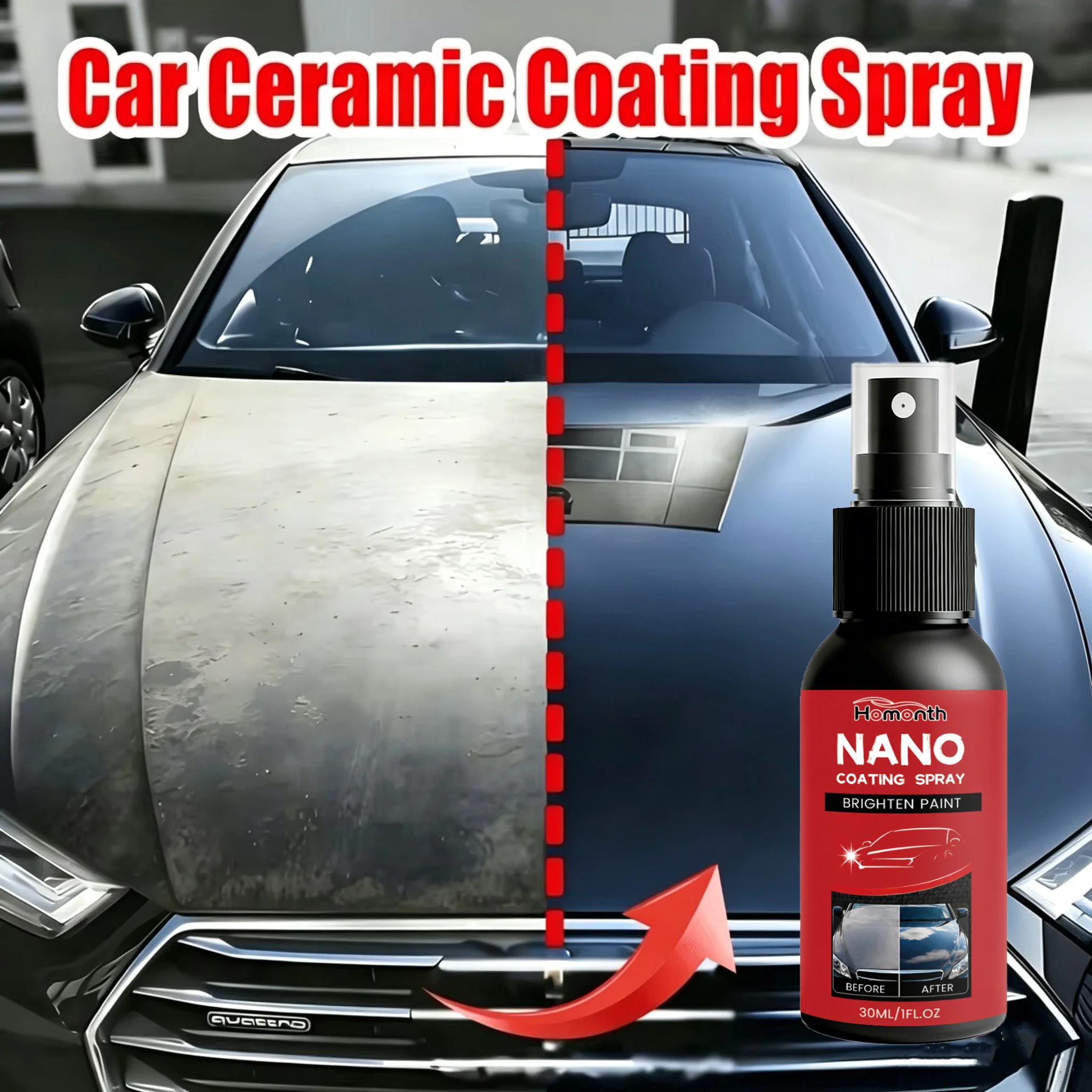 Car Paint Crystal Coating Spray, Paint Surface Brightening and Repairing Agent, Single-Layer Application, Quickly Enhances Gloss