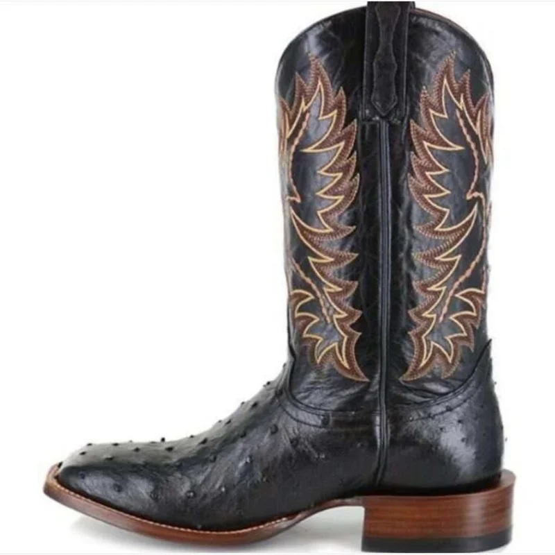Men High Boots Embroidery Retro Handmade Mens Boots Western Cowboy Boot Pointed Toe Boots Hand Stitching Outdoor Men's Shoes view 5