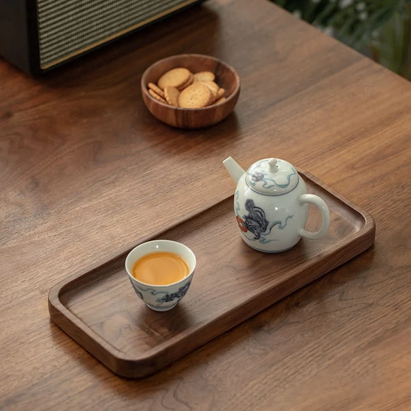 1 Pcs Walnut Serving Tray Solid Wood Small Tray Rectangle Platter Bathroom Tray Dinner Tray Tea Tray Coffee Tray