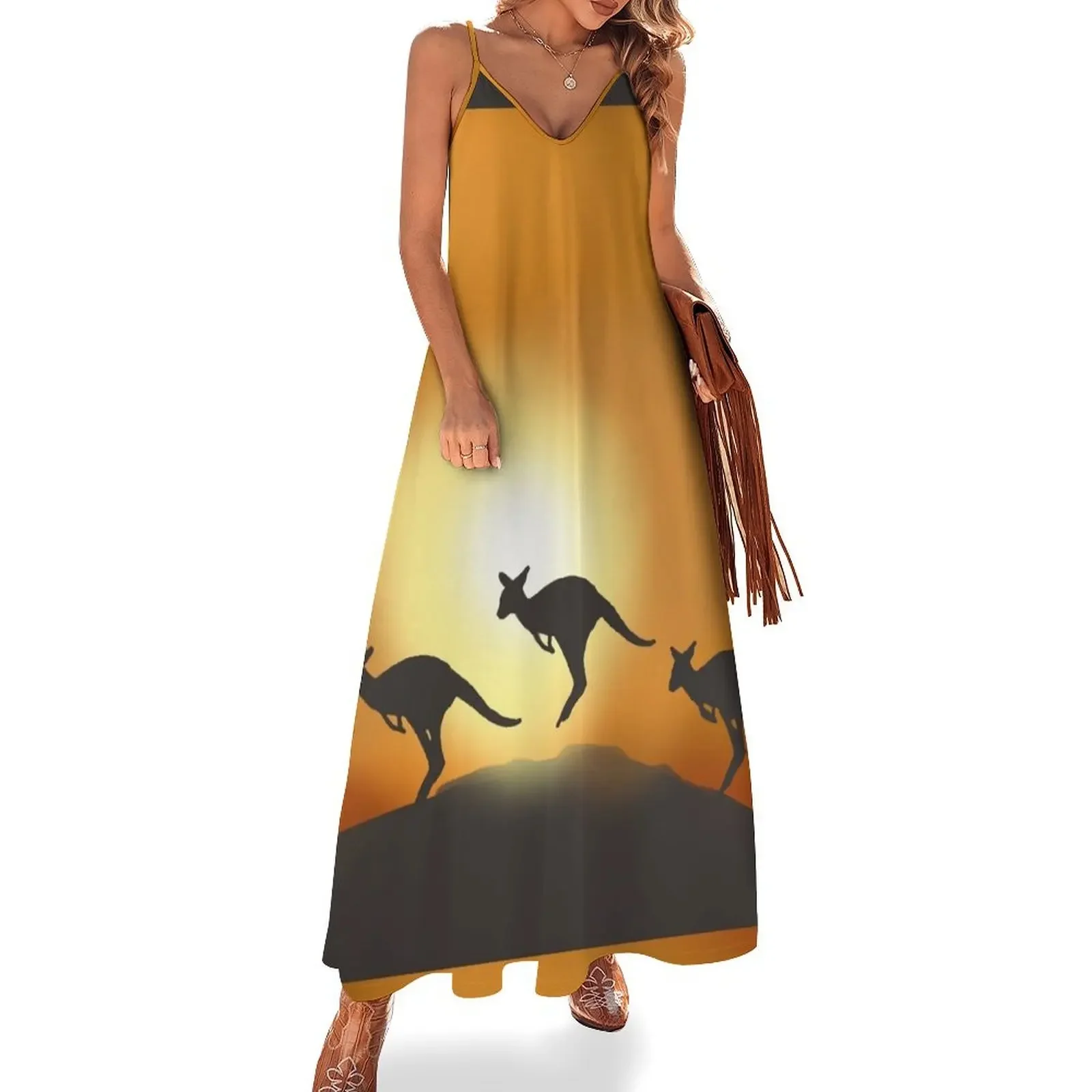 Kangaroos in the Australian Desert Sleeveless Dress dresses for woman 2024 dress women elegant luxury