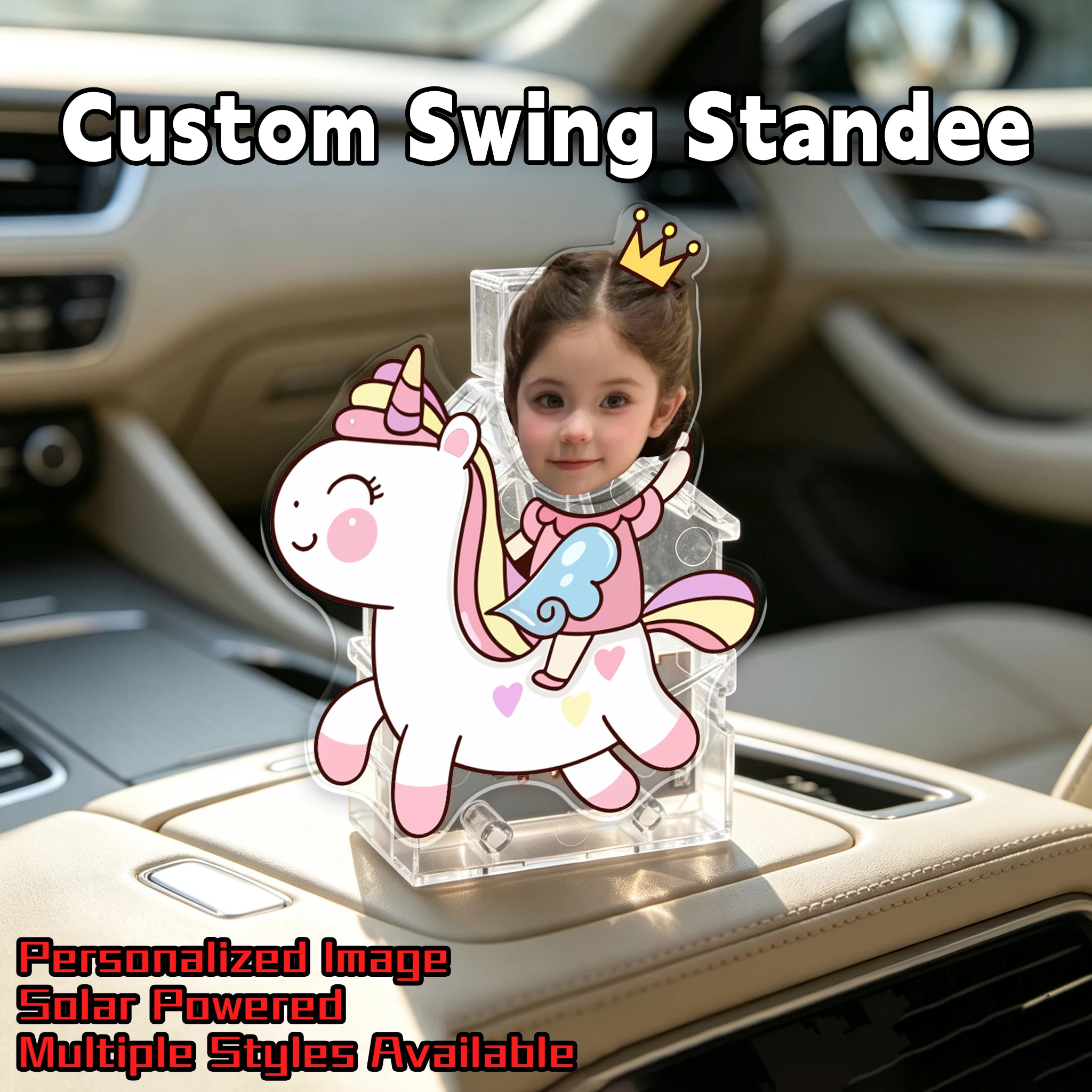 Custom Photo Solar Swing Standee Personalized Face Shaking Ornament Cartoon Car Dashboard Desktop Decor Souvenir Gift for Kids