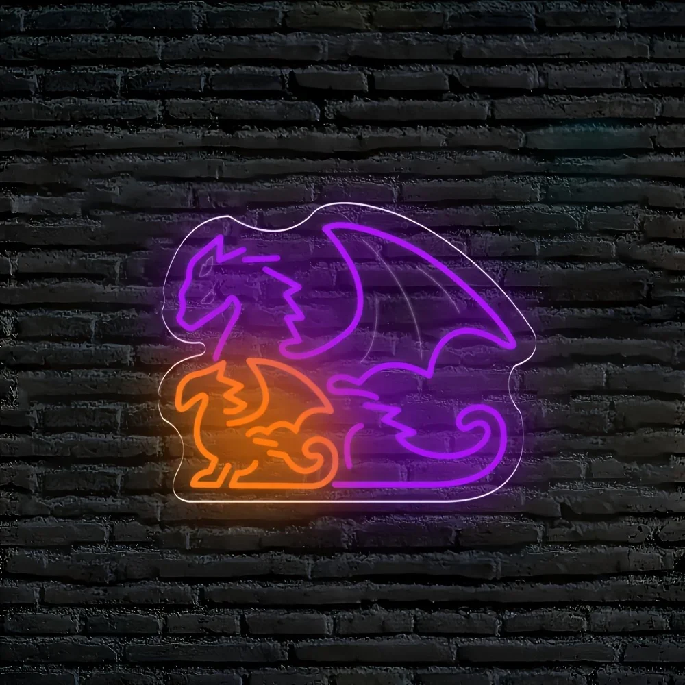 

Неоновая вывеска с двойным драконом, настенное художественное украшение, домашняя игровая комната, гостиная, мужская пещера, знак для бара, магазина, спальни, акриловая подсветка