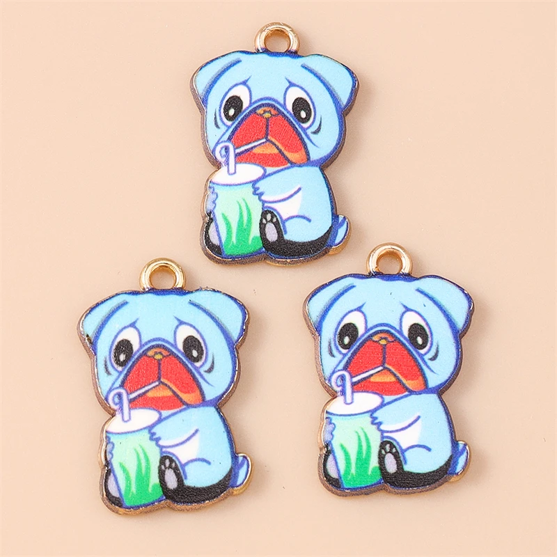 20 Stück 15x22mm Cartoon-Tieranhänger, emaillierte Hunde-Anhänger für die Schmuckherstellung, Ohrringe, Halsketten, DIY-Bastelzubehör – Detail 4