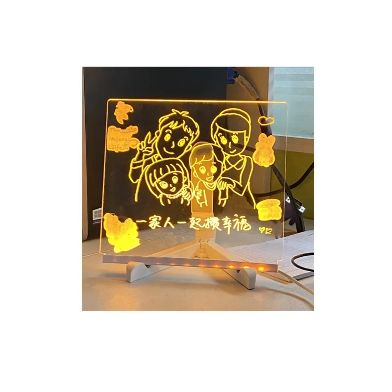 Erasable Transparent Acrylic Night Message Board Glowing Advertising Chalkboard Writing Board Children's Home Use