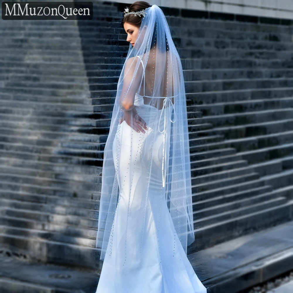 MMQ MCafe A-Voile de Mariage avec Diamants Colorés pour Patients de Rotterdam, Accessoire Sensationnel avec Peigne, 1 Niveau