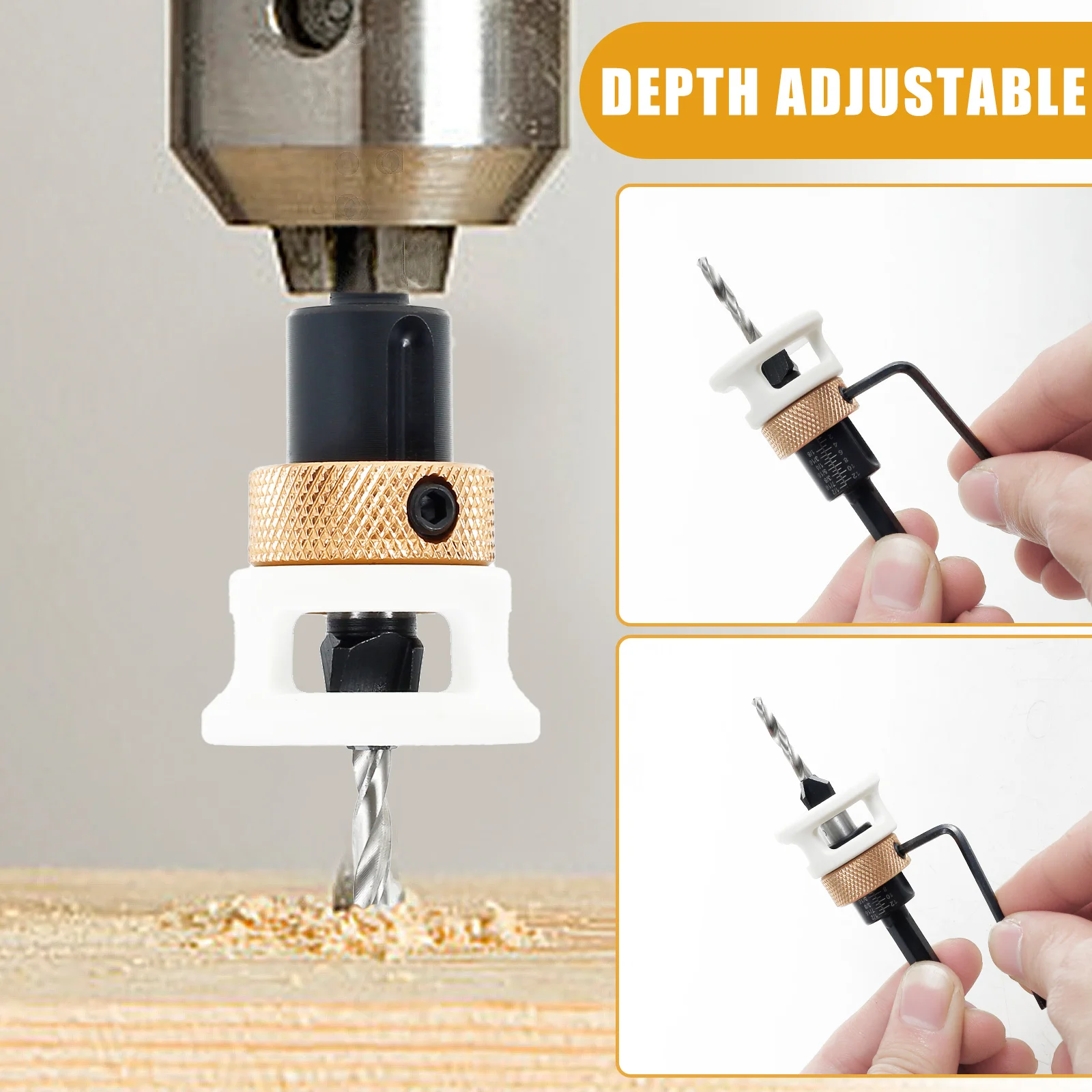 Brocas avellanadoras con tope de profundidad ajustable, broca enrutadora con orificio de apertura para carpintería, tablero de fibra de madera contrachapada