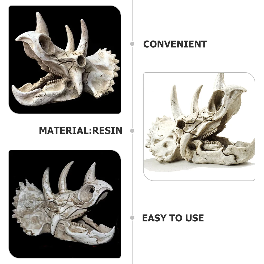 

Triangular Dragon Dinosaur Skull Dinosaur Skull Decoration Aquarium Decor Fish Tank Cave Resin Ornament Pet Supplies