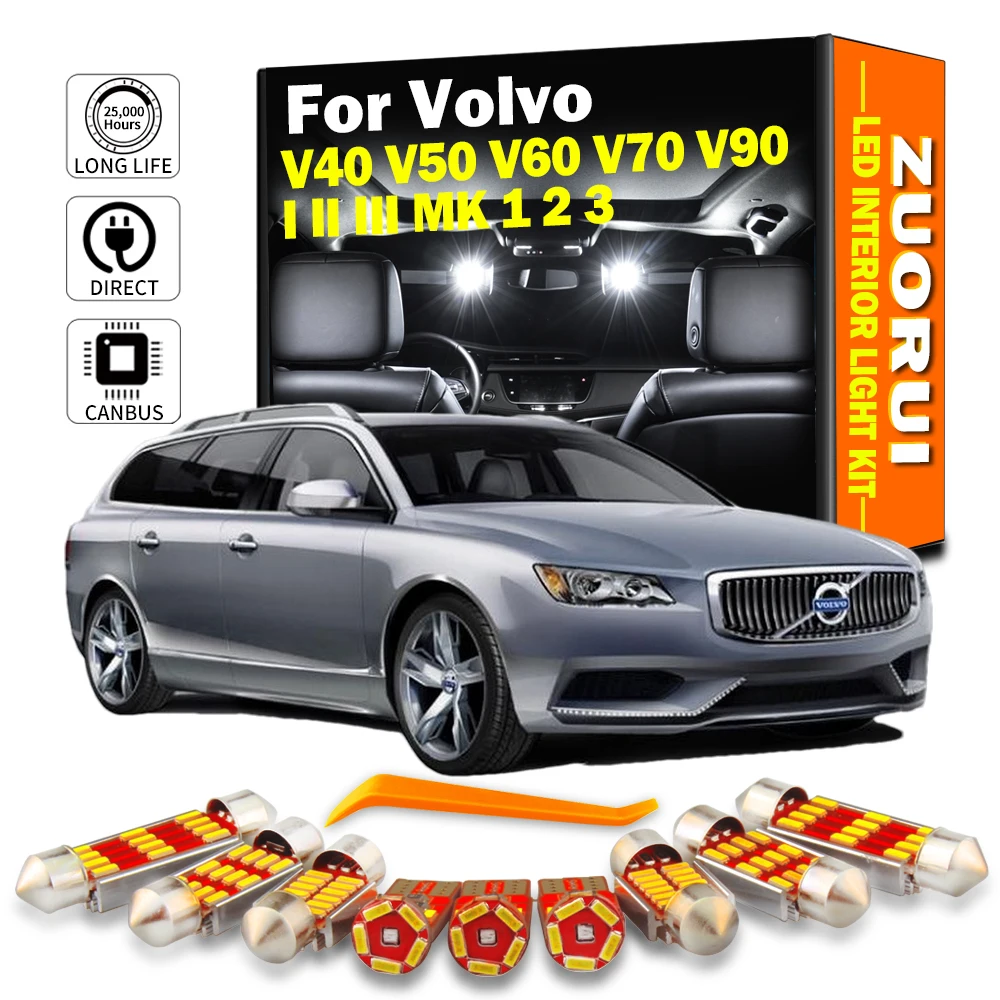 ZUORUI Canbus LED Interior Light Kit For Volvo V40 V50 V60 V70 V90 I II III MK 1 2 3 1995-2016 2017 2018 2019 Car Accessories