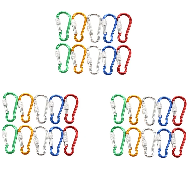 30Pcs Assorted Color Aluminum Alloy Carabiner Clip Hook Bottle Holders