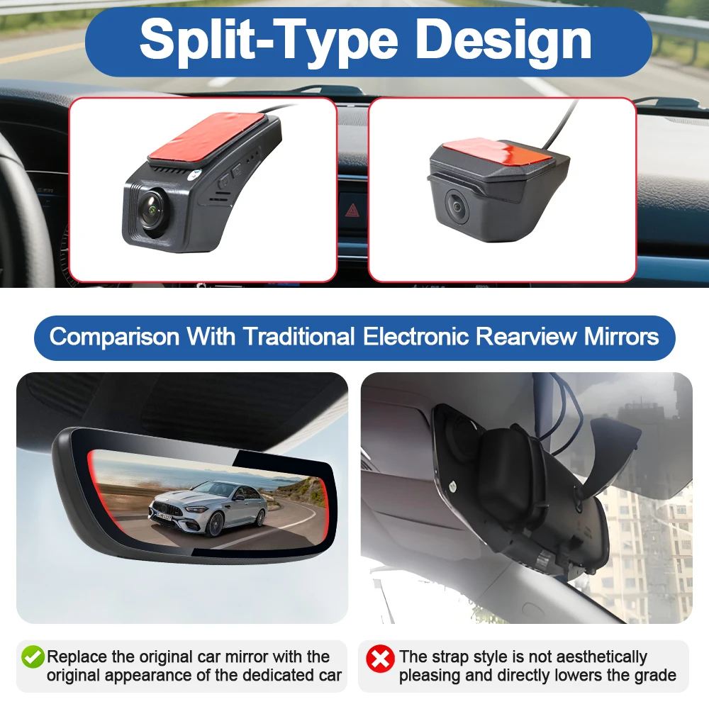 Carsanbo Car Digital Room Mirror AI BSD Recording Sentry Mode Parking System 8.9inch Rearview Camera Touch Monitor System