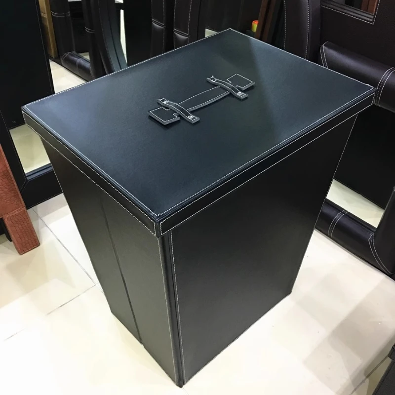 Foldable PU Leather Storage Basket with Lid Luxury Laundry Hamper Organizer for Bedroom Elegant Closet Bin home Laundry Baskets