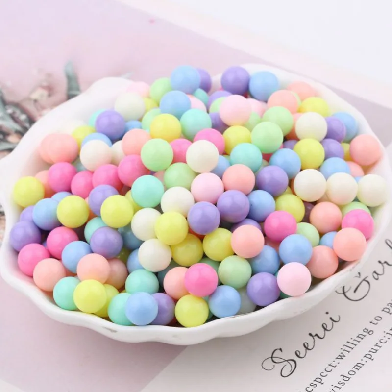 500g 6mm 4200pcs Macaron Resin Plastic Round Beads for Cream Glue Drip Glue DIY Phone Case Decorative Accessories Slime Filler
