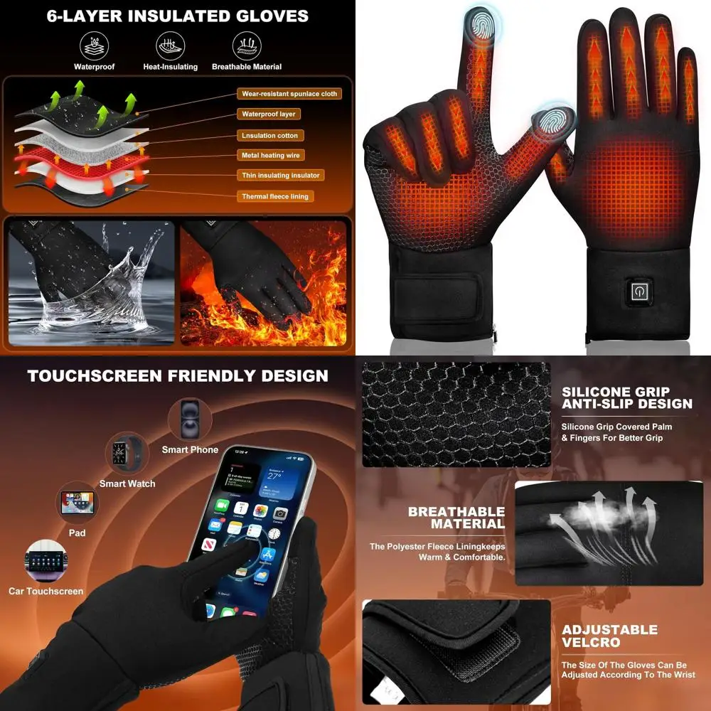

Heated Glove Liners for Men Women, Rechargeable Electric Gloves Battery Hand Warmer for Winter Sports Snow Biking Riding Skiing