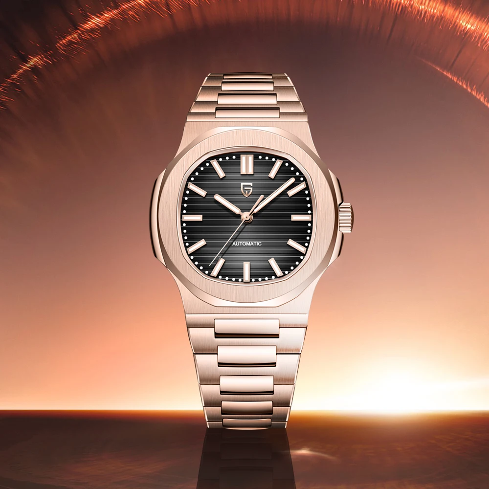

PAGANI DESIGN Rose Gold Men's Watches Luxury Mechanical Wristwatch Automatic Watch For Man AR Sapphire Luminous Waterproof Clock